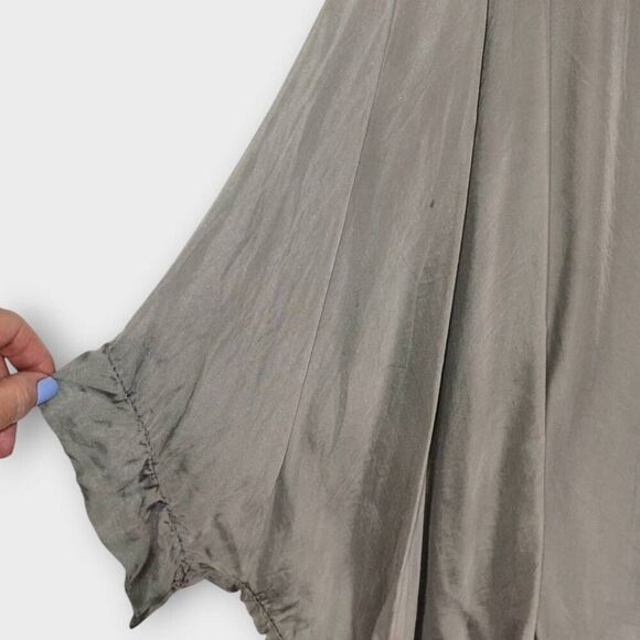 Womens Silk Top One Size Flowing‎ Relaxed Slouchy Olive Light Lagenlook Bohemian - Picture 5 of 10